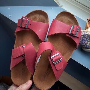 Haflinger kids Red Double Strap leather Sandals